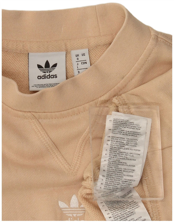 ADIDAS Womens Oversized Sweatshirt Jumper UK 8 Small Beige Cotton