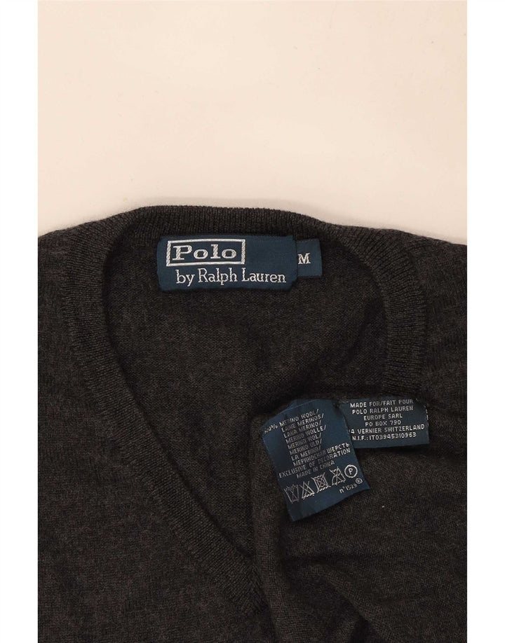 Polo Ralph Lauren Herren-Pullover mit V-Ausschnitt aus mittelgrauer Wolle
