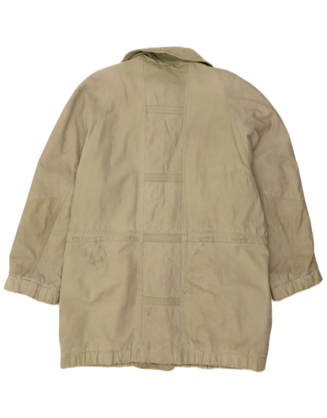 Vintage Damen Übergroßer Ledermantel EU 44 XL Grünes Leder