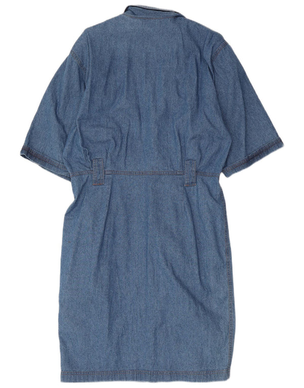 Vintage Damen Jeanskleid mit 3/4-Ärmeln, EU 40, große blaue Baumwolle