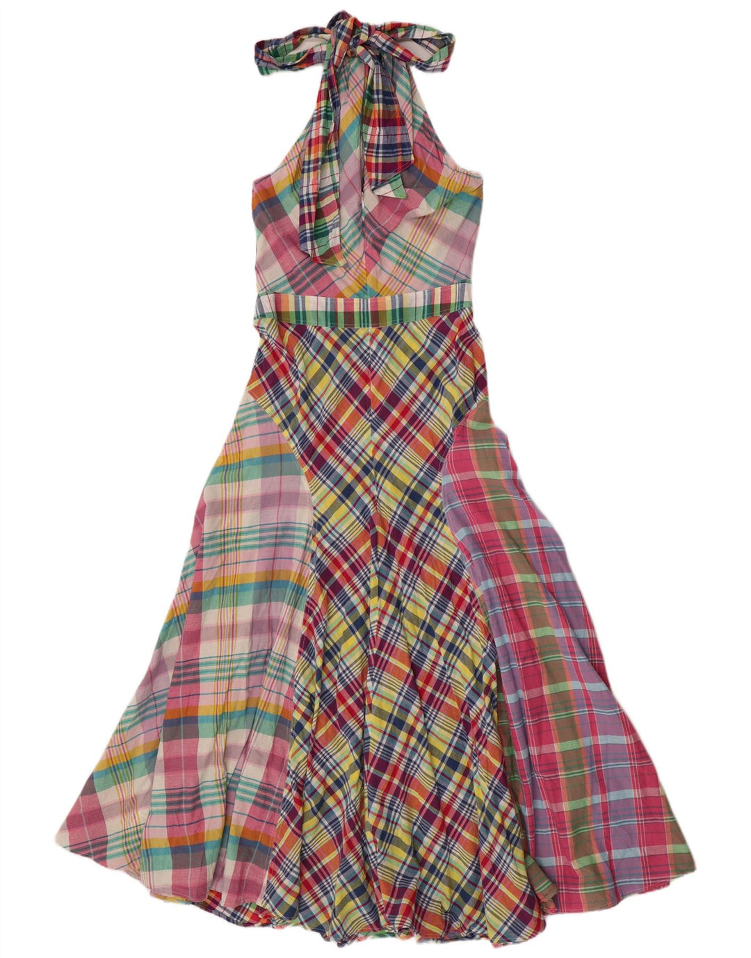 Polo Ralph Lauren Damen Neckholder-Kleid US 10 Großes mehrfarbiges Patchwork