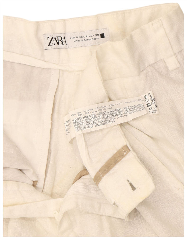 Zara Damen Chino-Shorts, Größe S, W30, weißes Leinen