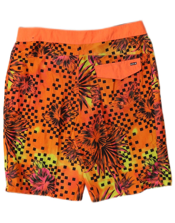 Hurley Jungen Badeshorts mit Grafik, 15–16 Jahre, orangefarbenes Blumenmuster, Polyester