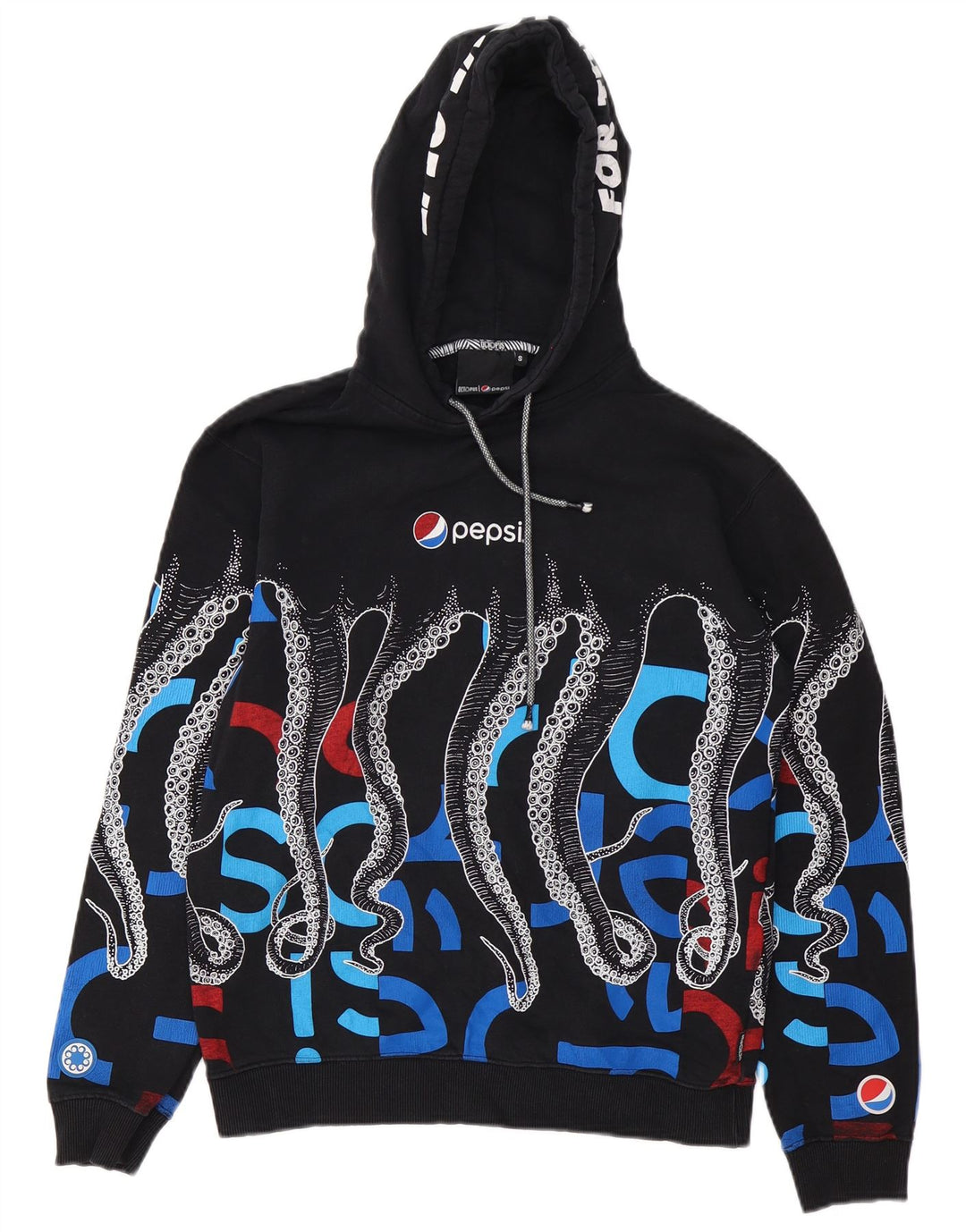 Octopus Herren-Kapuzenpullover mit Grafik, Größe S, Schwarz, Baumwolle
