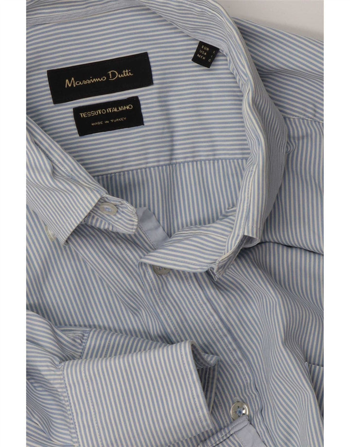 Massimo Dutti Herrenhemd, groß, blau gestreift