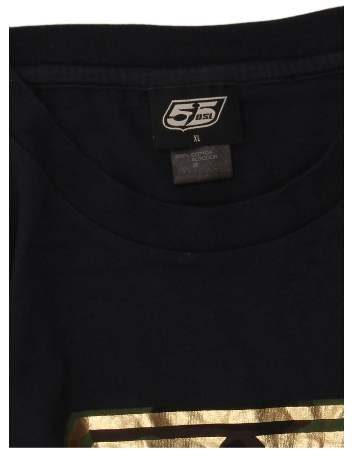 DIESEL Herren Graphic Top Langarm XL Marineblau Baumwolle