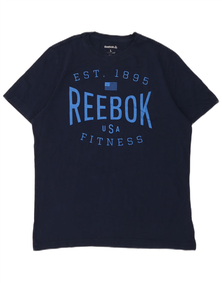 Reebok Herren-T-Shirt mit Grafik, groß, marineblau, Baumwolle