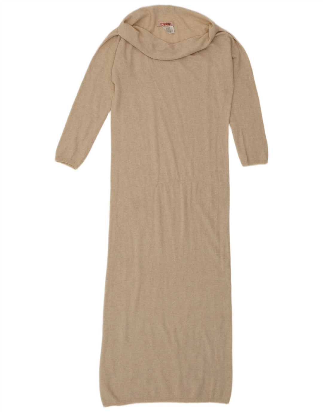 KONTATTO Maxi-Pulloverkleid mit Rollkragen für Damen, UK 14, mittelbeigefarbenes Polyamid