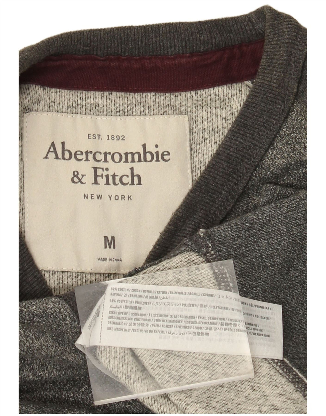ABERCROMBIE & FITCH Herren-Sweatshirt-Pullover aus mittelgrauer Colourblock-Baumwolle