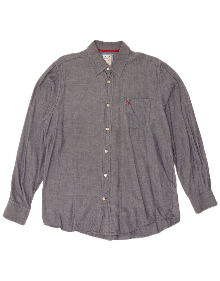 CREW CLOTHING Herren-Hemd mit klassischer Passform, mittelmarineblaue Baumwolle