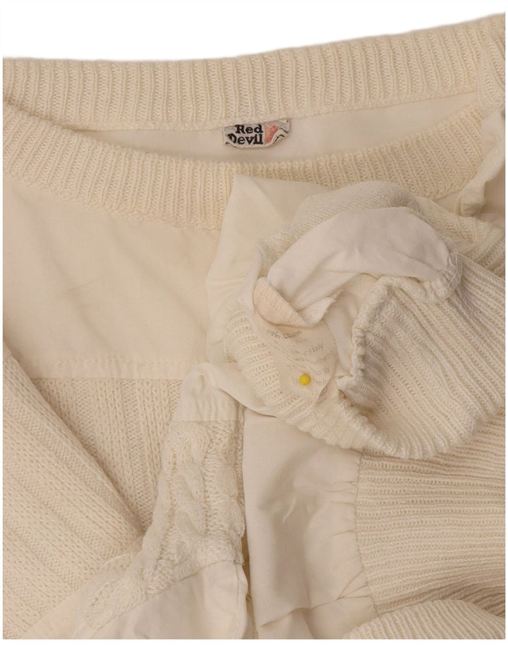 Vintage Herren-Pullover mit U-Boot-Ausschnitt, Größe 48, mittelweiße Baumwolle
