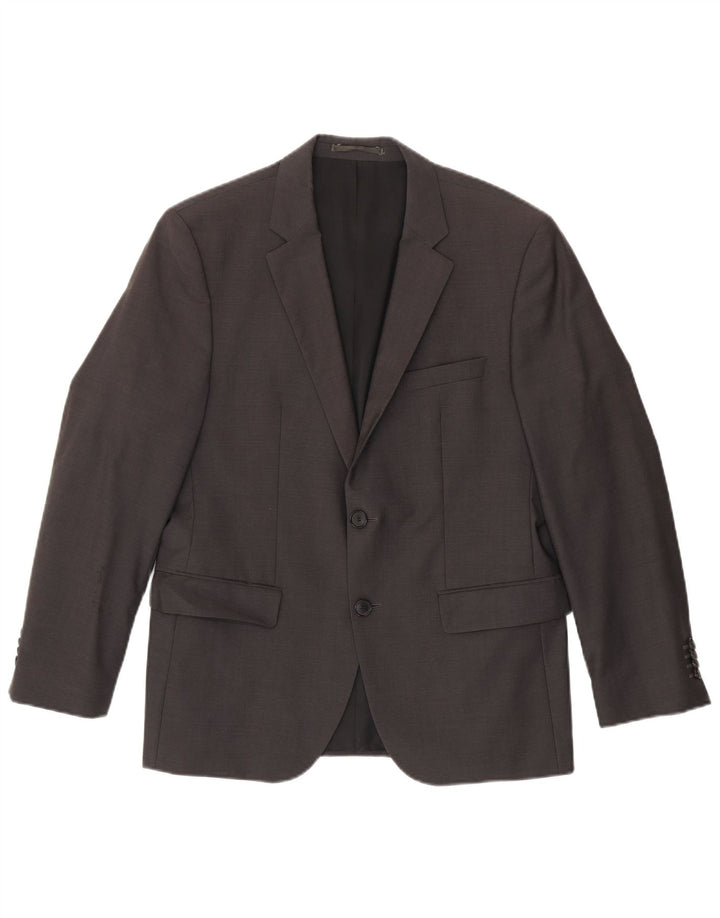 Hugo Boss Herren-Blazer mit 2 Knöpfen, Größe 36, klein, graue Schurwolle
