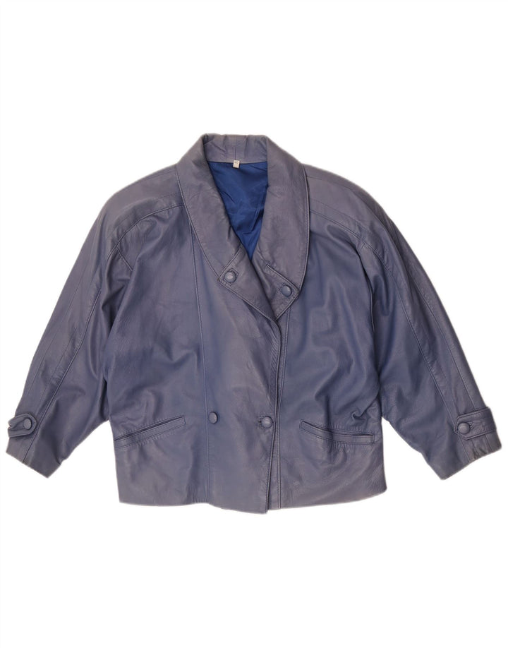 Vintage Damen Übergroße Lederjacke EU 40 Mittelblau