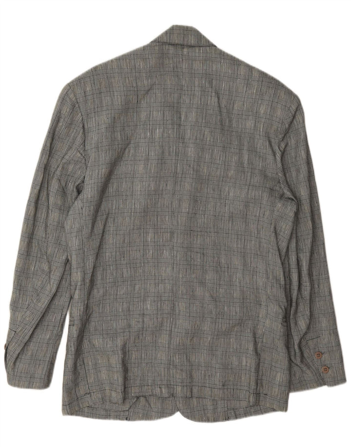 Vintage Herren-Blazer mit 2 Knöpfen, Gr. 36, kleines graues Hahnentritt-Leinen