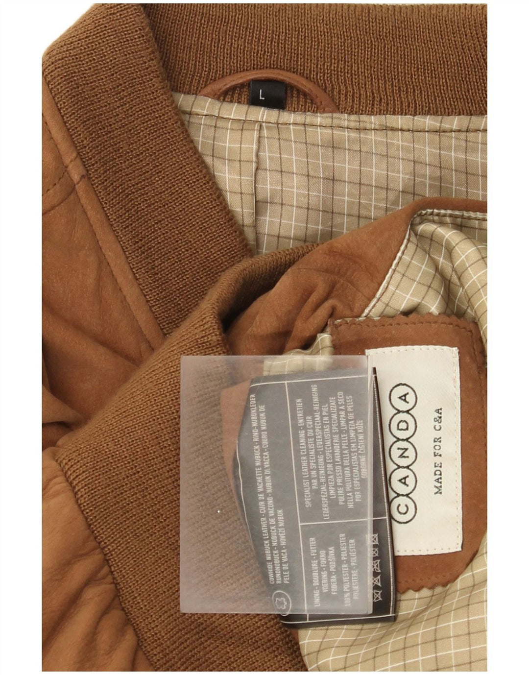 Canda Herren-Bomberjacke aus Wildleder, Größe 40, großes braunes Leder