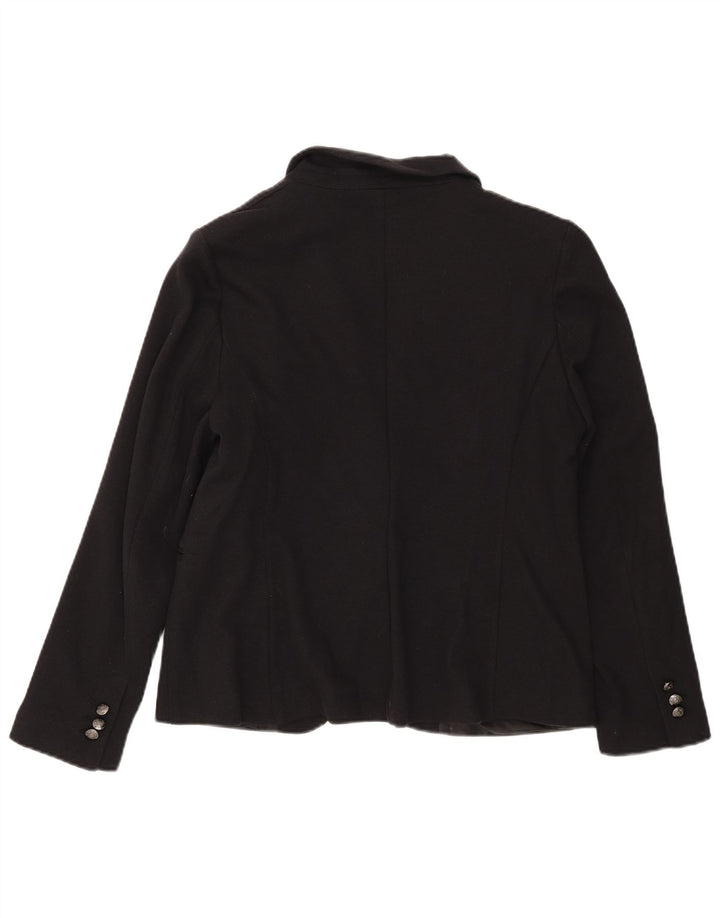 Marks & Spencer Damen-Blazerjacke mit 1 Knopf, UK 16, Größe L, Schwarz, Baumwolle