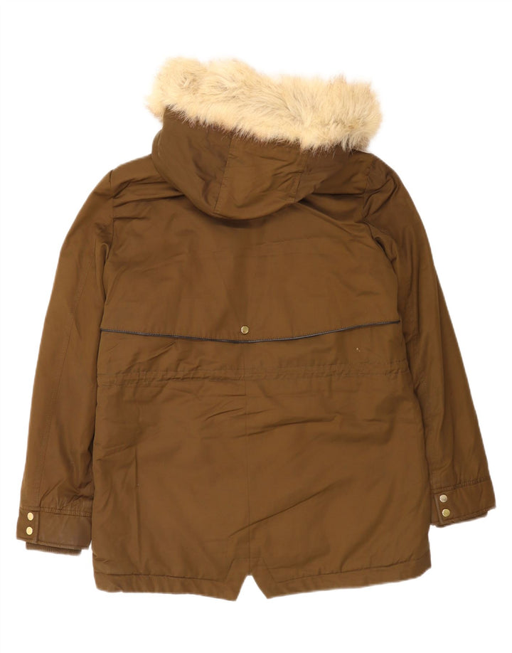 Zara Damen Trafaluc Übergroße Sherpa Parka Jacke UK 10 Small Braun