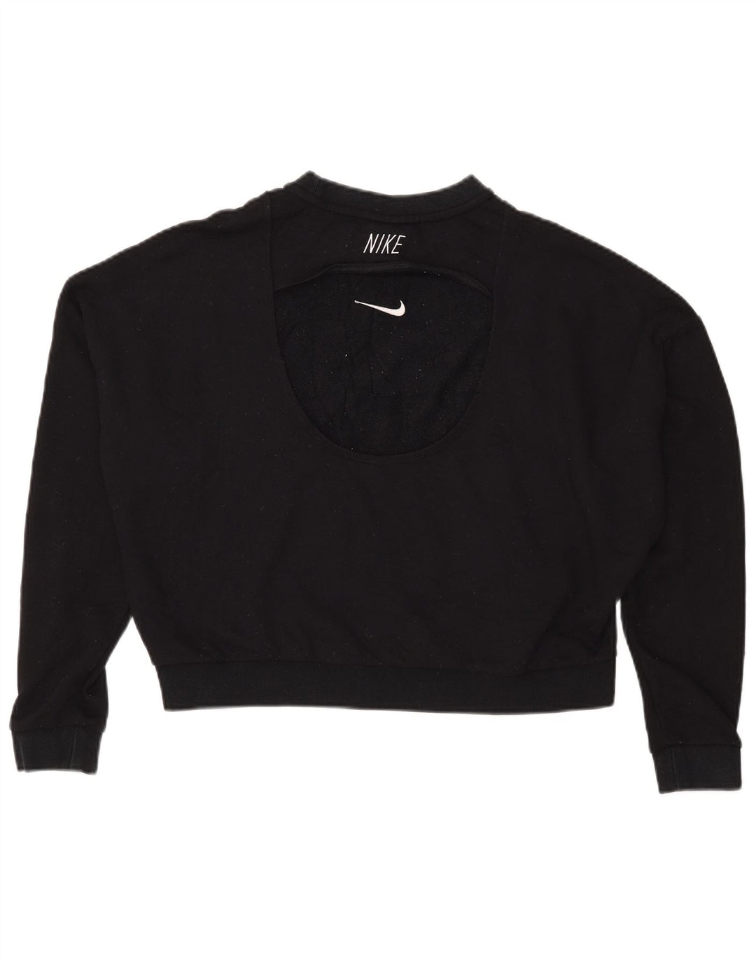 Nike Damen Crop Oversized Sweatshirt Pullover UK 18 XL Schwarz Polyester