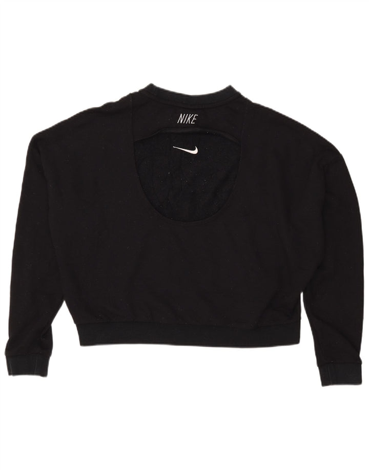 Nike Damen Crop Oversized Sweatshirt Pullover UK 18 XL Schwarz Polyester