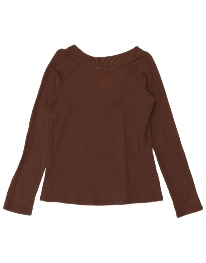 Zara Damen Top Langarm UK 14 Große braune Viskose