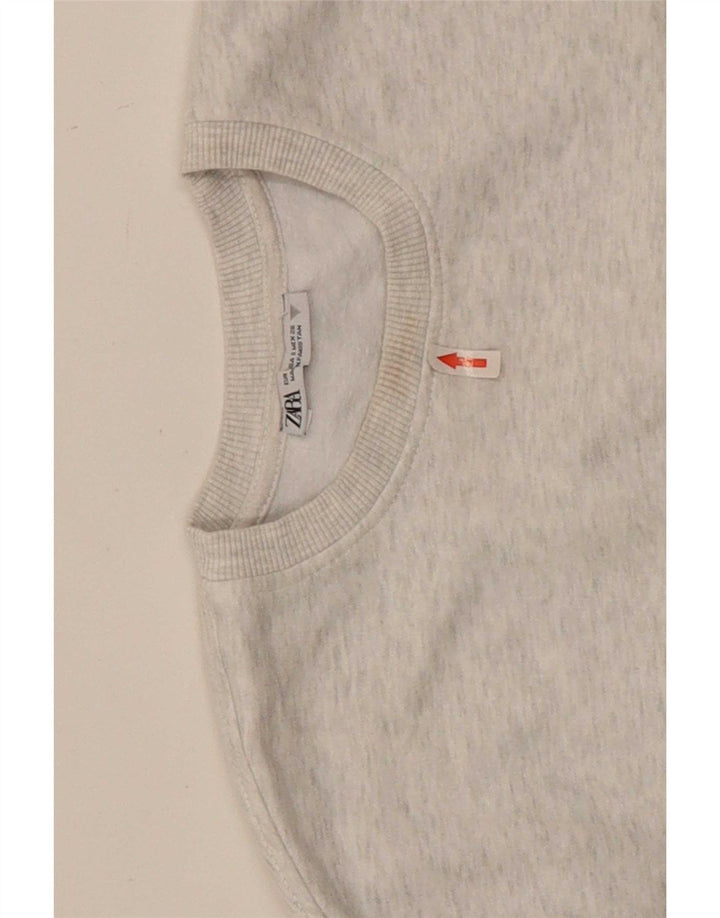 Übergroßer Crop-Sweatshirt-Pullover von Zara für Damen, Gr. 10, klein, grau gefleckt