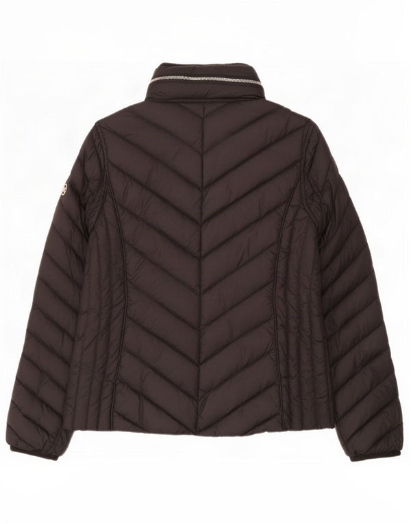 Michael Kors Wattierte Damenjacke mit Kapuze, UK 14, Mittelschwarzes Nylon