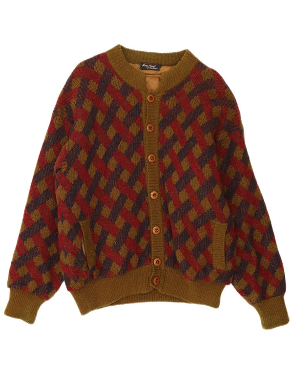 Vintage Herren Strick Bomberjacke UK 42 XL Khaki Geometrische Wolle