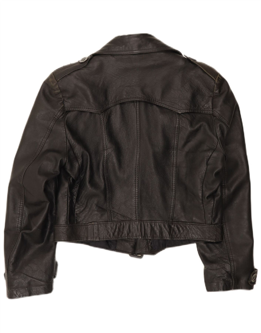 VINTAGE Damen Crop Military Jacke UK 12 Medium Schwarz