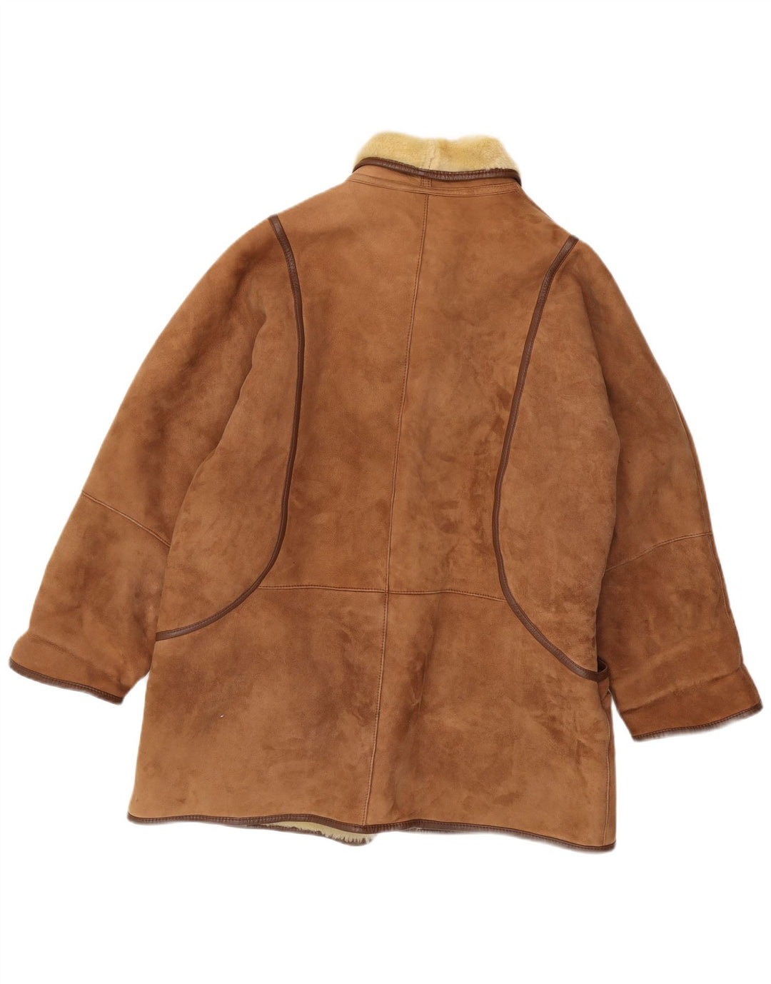 Vintage Damen Übergroßer Lammfellmantel IT 48 XL Braunes Lammfell