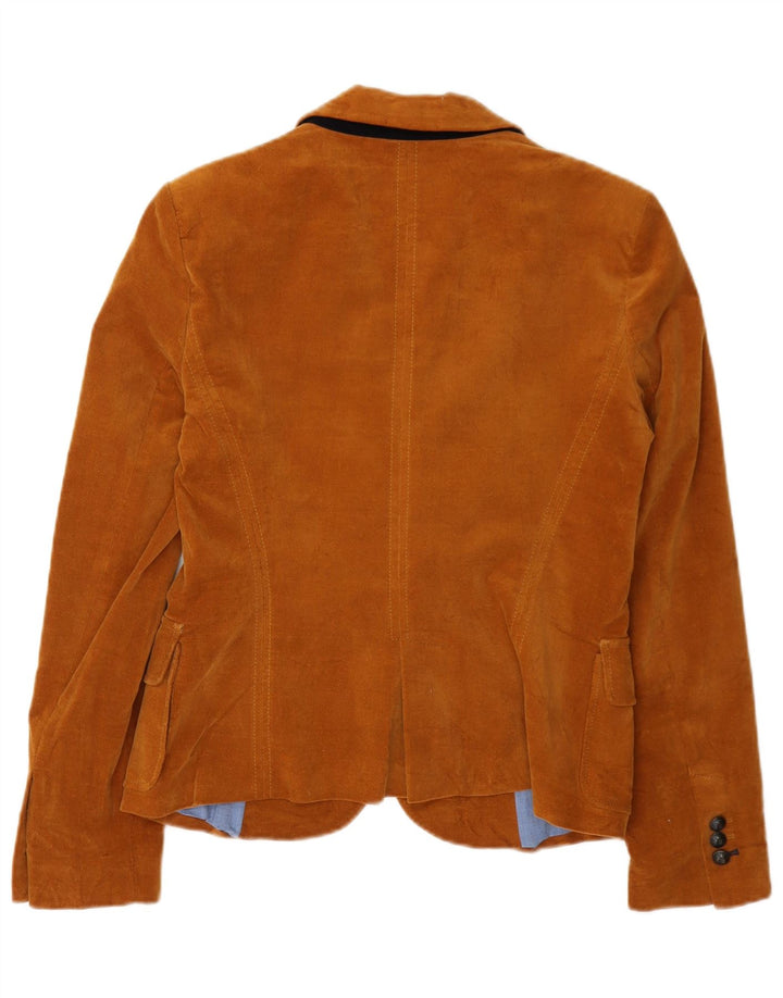 Zara Damen 2-Knopf-Blazerjacke UK 12 Mittelbraune Baumwolle