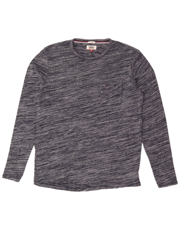 Tommy Hilfiger Herren Slim Fit Top Langarm 2XL Marineblau gefleckte Baumwolle