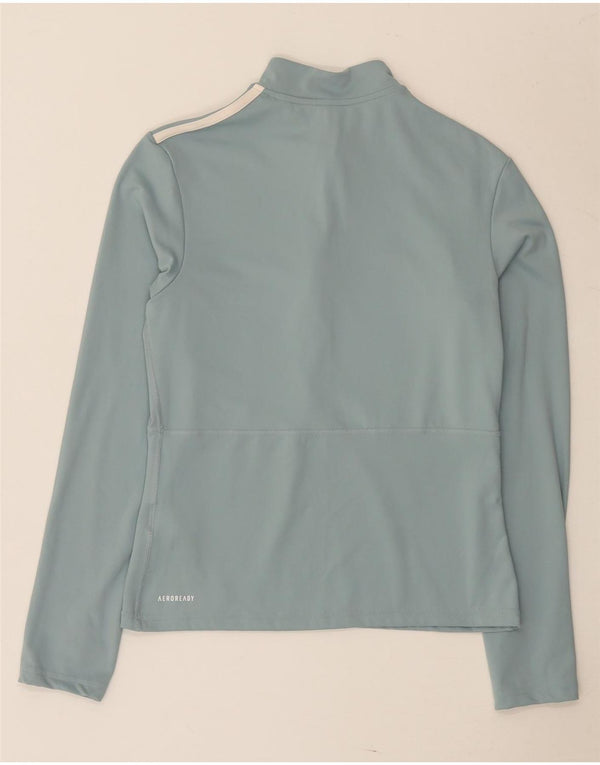 Adidas Damen Aeroready Zip Neck Pullover Trainingsanzug Top UK 16/18 Large Blau