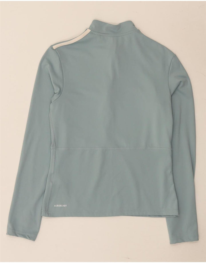 Adidas Damen Aeroready Zip Neck Pullover Trainingsanzug Top UK 16/18 Large Blau