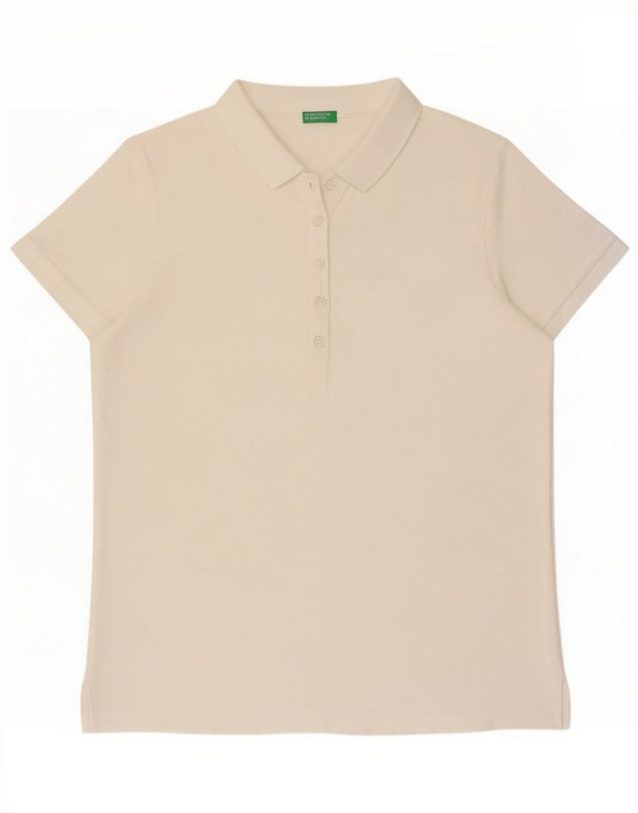 Benetton Damen Poloshirt UK 14 Mittelweiß