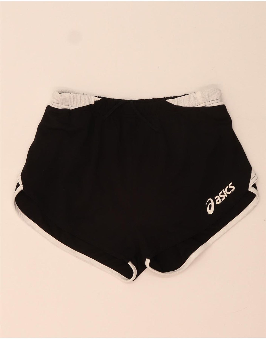 Asics Damen Graphic Sport Shorts UK 12 Mittelschwarzes Colourblock-Polyester