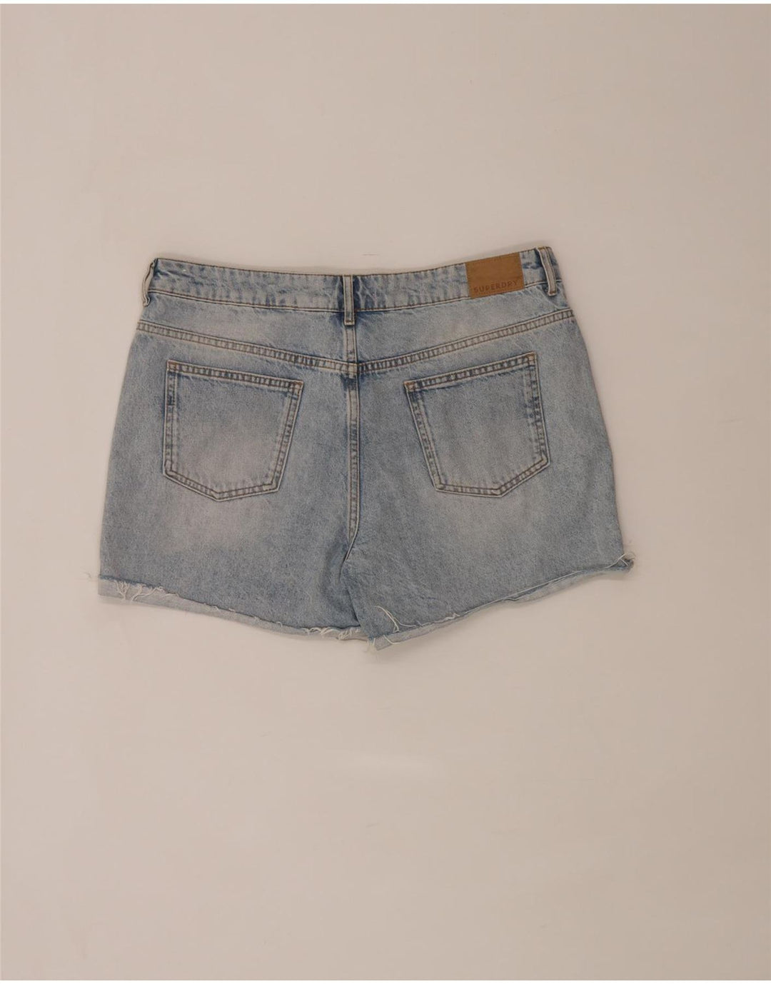 Superdry Damen-Jeansshorts, W32, Größe L, Blau, Baumwolle