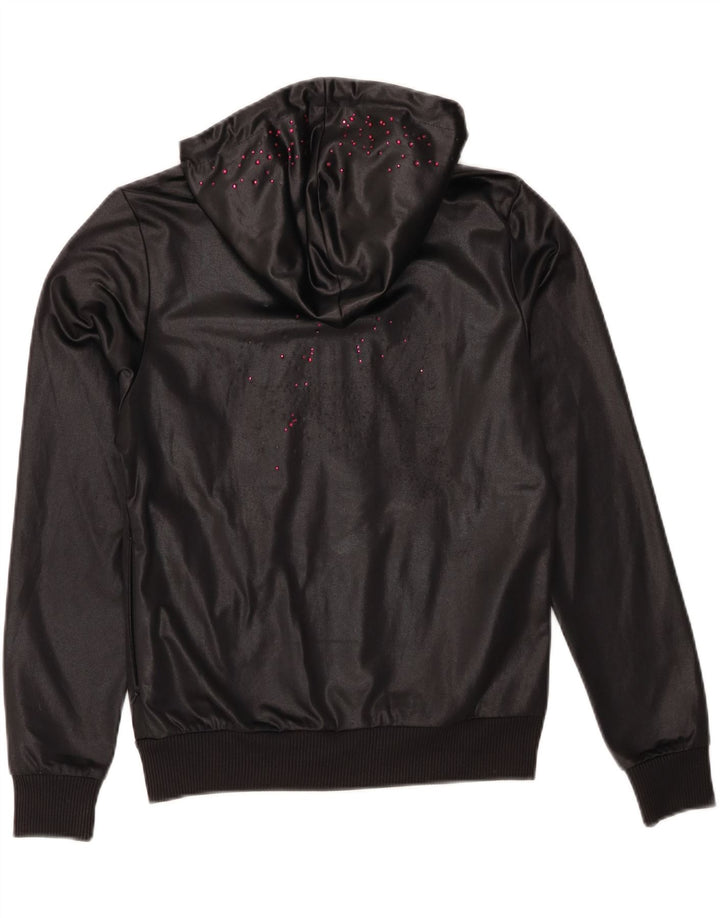 Adidas Damen-Trainingsanzug mit Kapuze, Top-Jacke, EU 36, klein, schwarzes Polyester