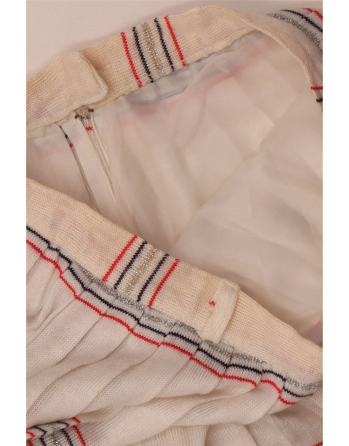 Vintage Damen Faltenrock in A-Linie W26, klein, weiß gestreift