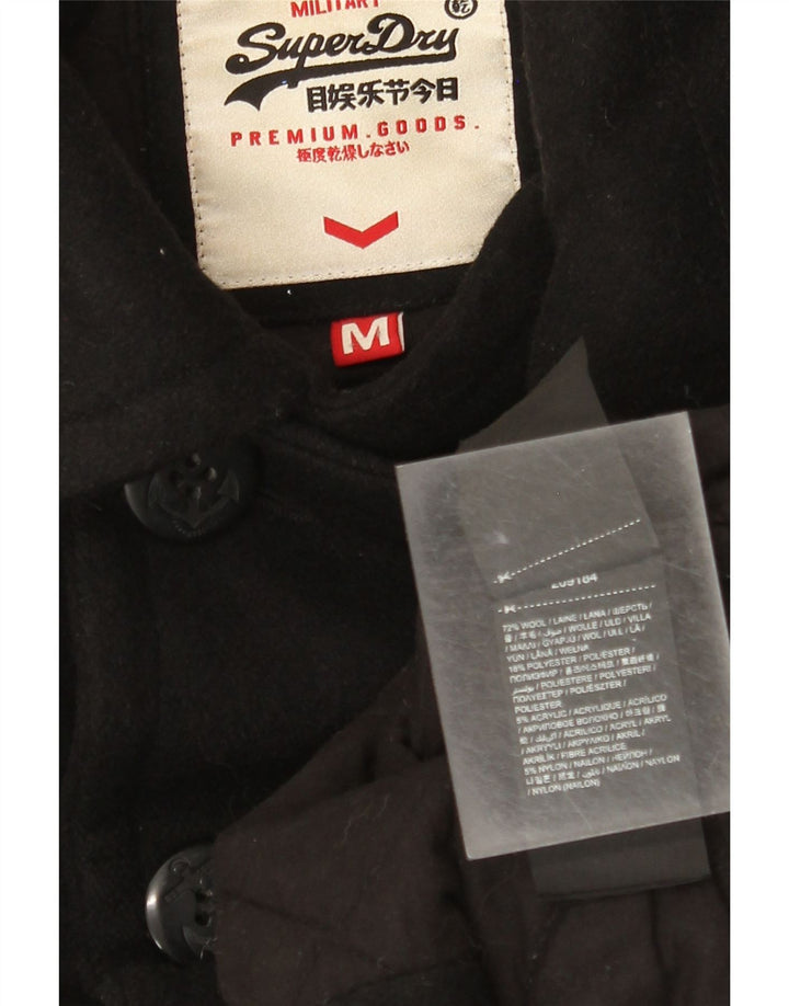 Superdry Herren Pea Coat UK 38 Mittelschwarze Wolle