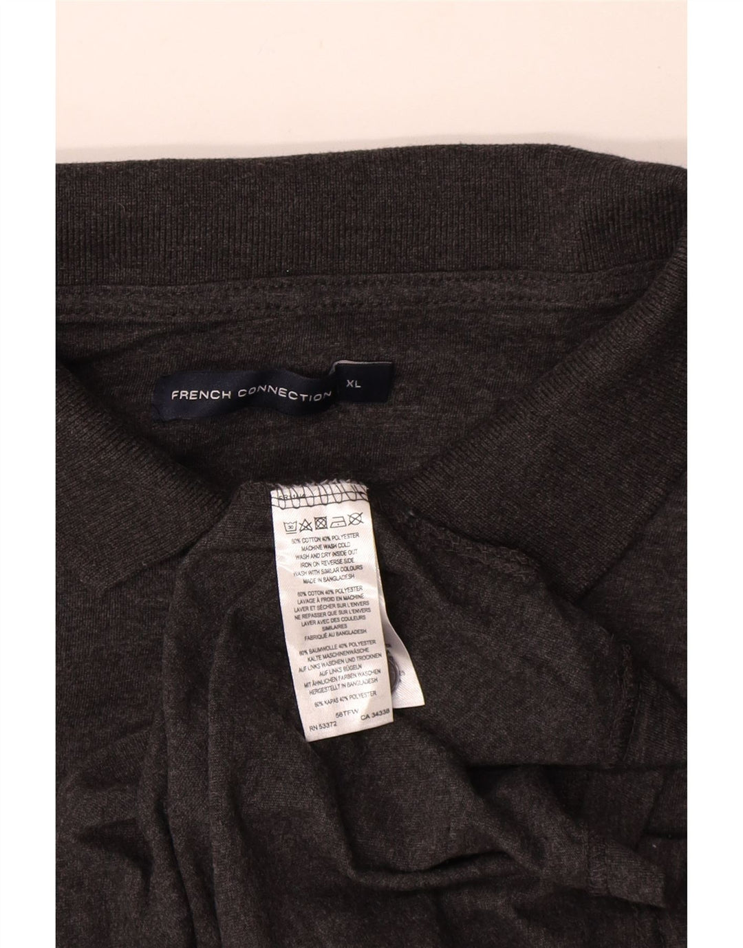 French Connection Herren-Poloshirt XL aus grau gefleckter Baumwolle
