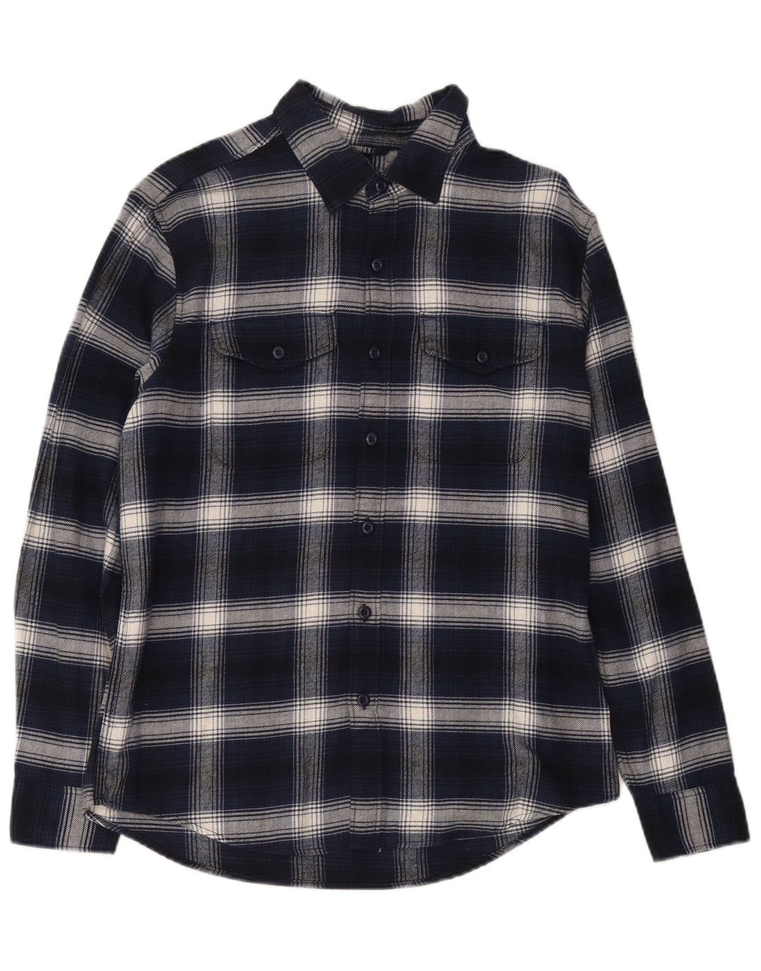 American Eagle Herren-Flanellhemd, mittelgroß, marineblau, kariert, Baumwolle