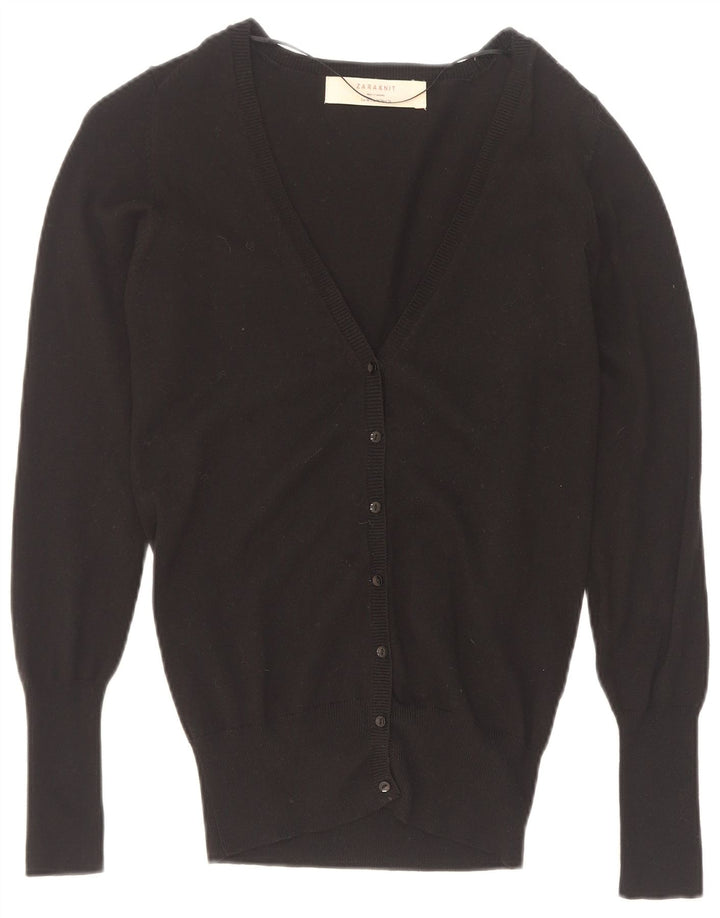 Zara Damen Strickjacke UK 12 Medium Schwarz