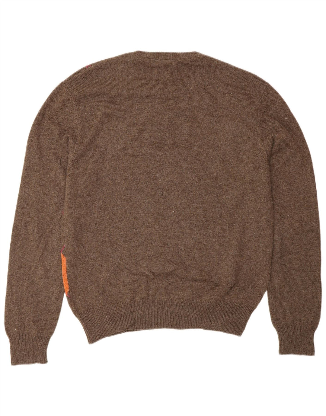 VINTAGE Herren-Pullover mit Rundhalsausschnitt, Größe 48, klein, braun, Argyle/Diamant