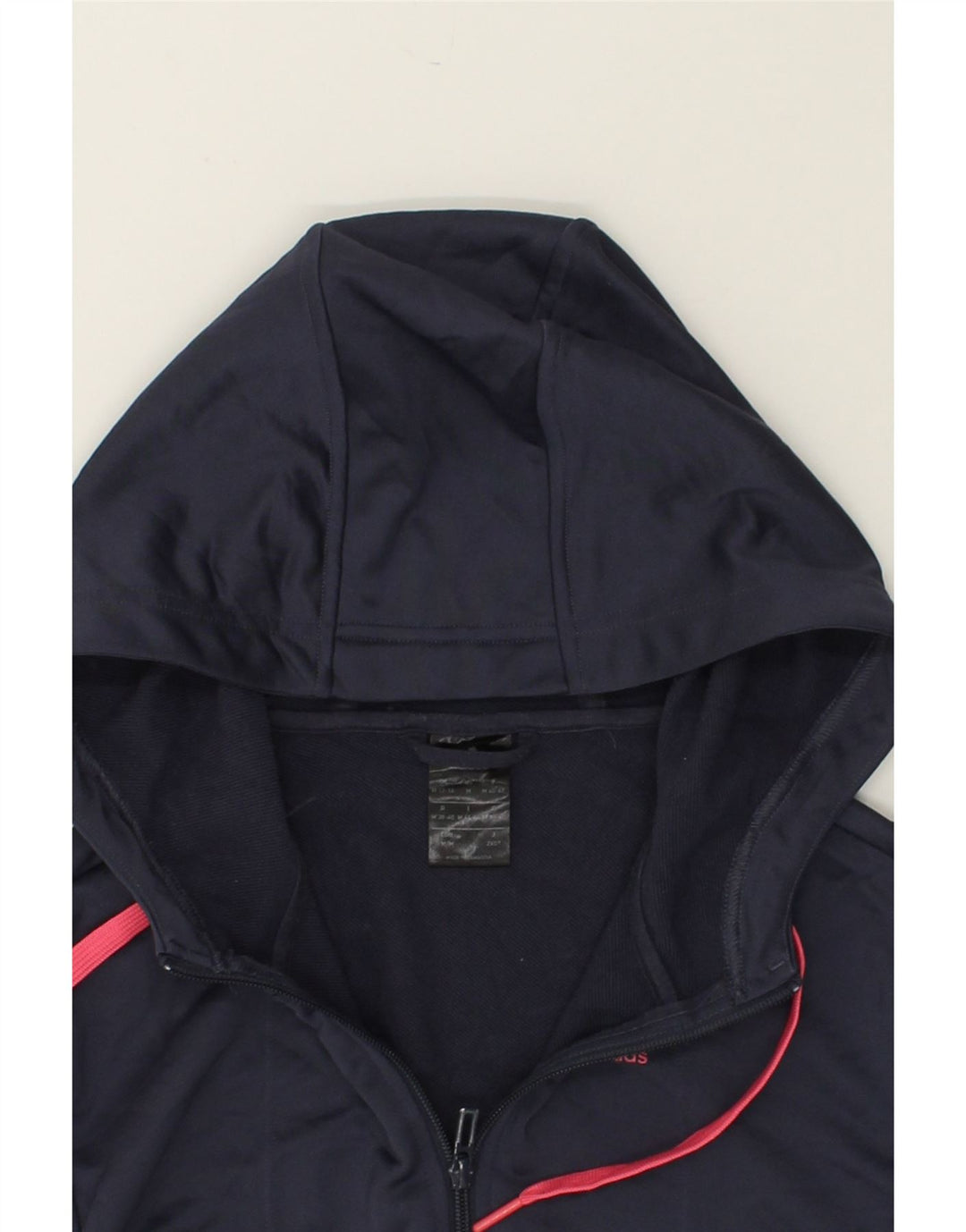 ADIDAS Womens Zip Hoodie Sweater UK 12-14 Medium  Navy Blue Polyester | Vintage Adidas | Thrift | Second-Hand Adidas | Used Clothing | Messina Hembry 
