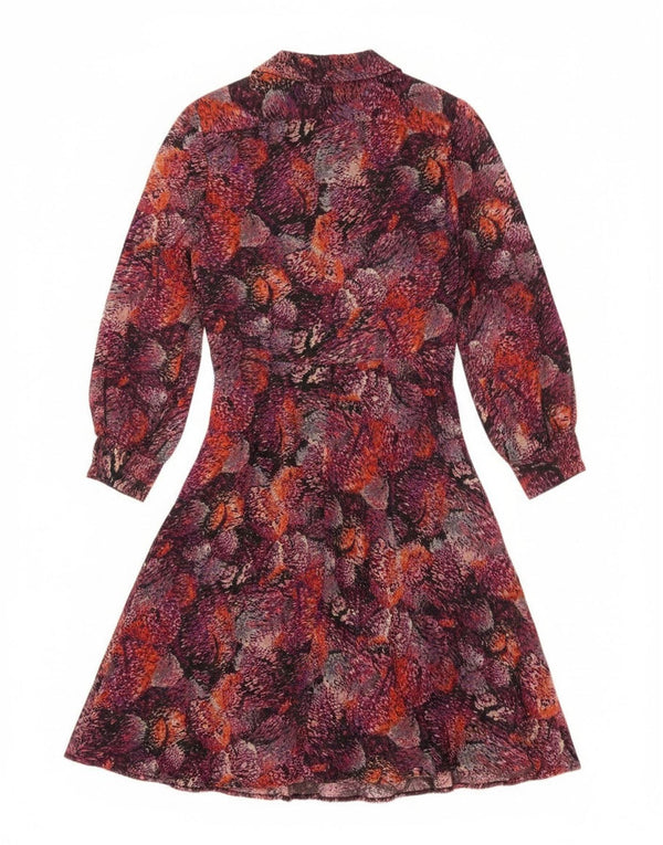 Vintage Damen Hemdkleid mit abstraktem Muster EU 40 Medium Burgund