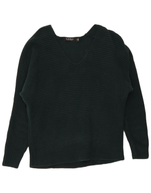Ralph Lauren Damen-Pullover mit V-Ausschnitt, UK 14, mittelgrüne Baumwolle