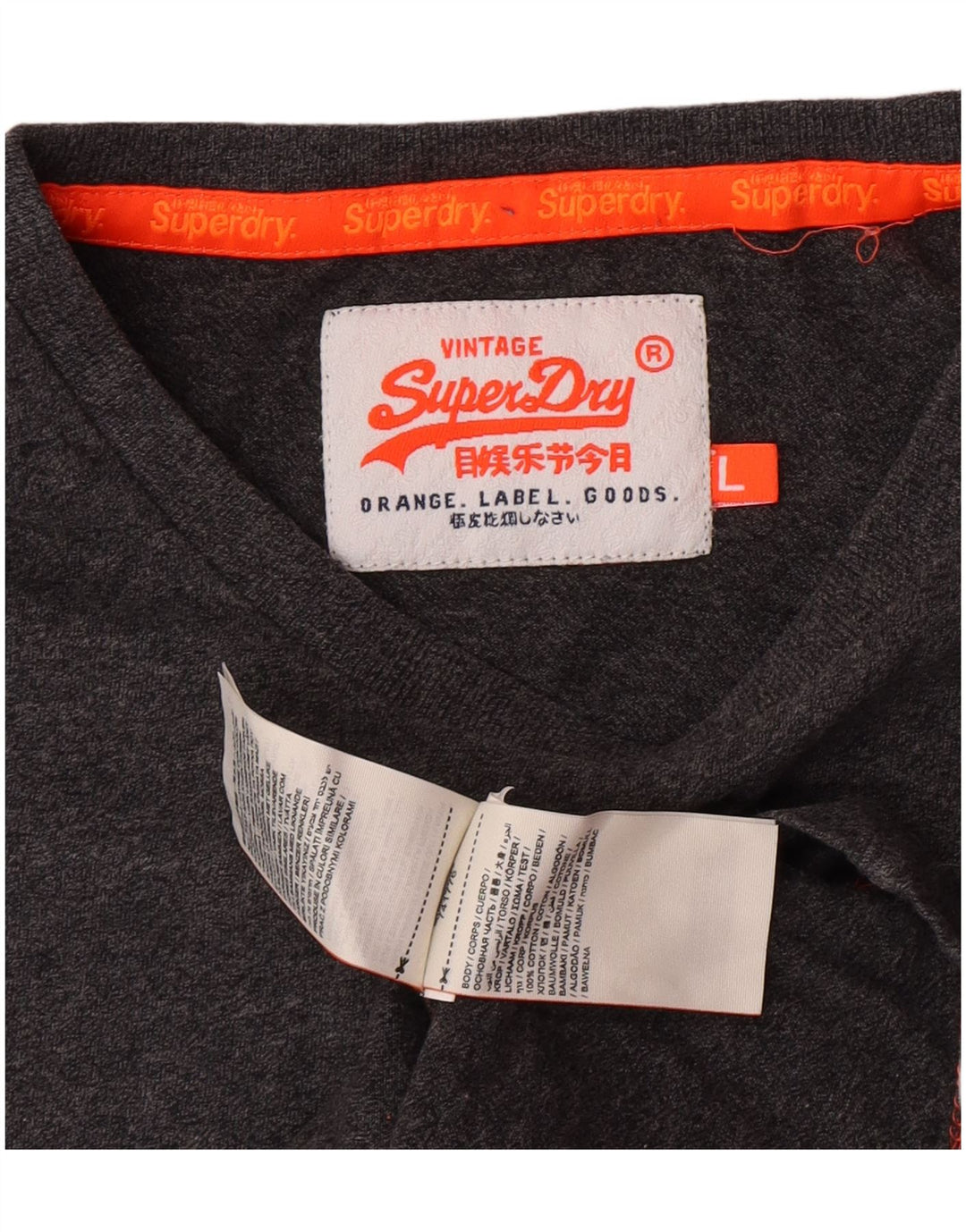 Superdry Herren-T-Shirt-Oberteil, groß, grau gefleckte Baumwolle