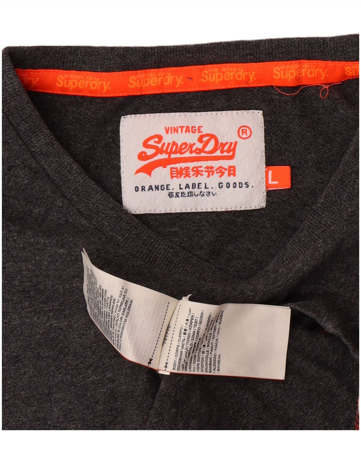 Superdry Herren-T-Shirt-Oberteil, groß, grau gefleckte Baumwolle