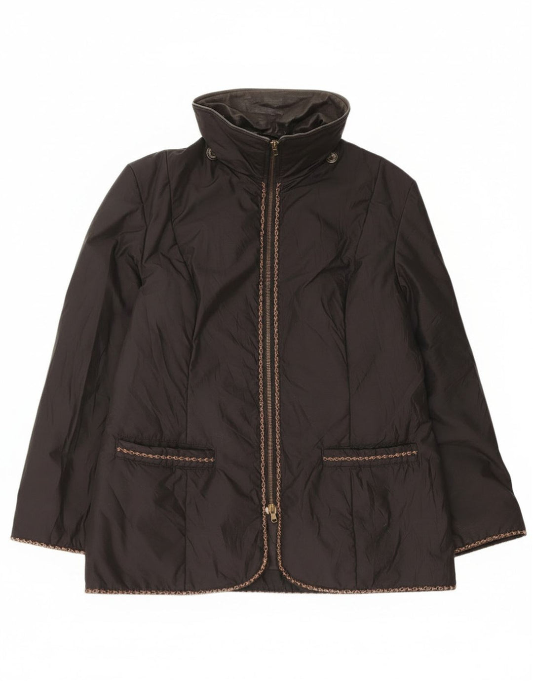 Vintage Damen Windjacke IT 48 XL Schwarz Polyester