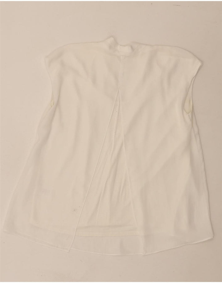JOHN LEWIS Womens Sleeveless Blouse Top UK 12 Medium  White Polyester Vintage John Lewis and Second-Hand John Lewis from Messina Hembry 
